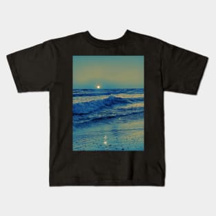 Photo of sunset on the ocean with waves and beach Kids T-Shirt